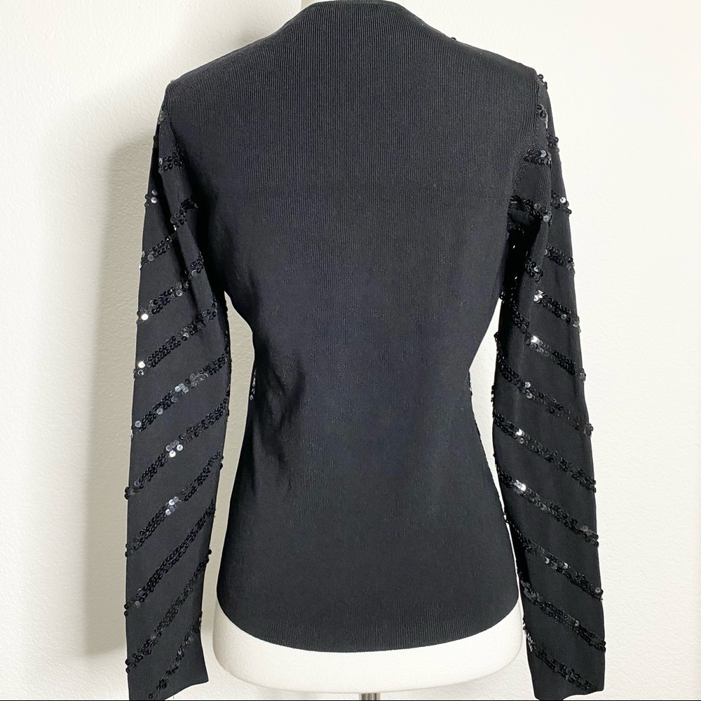 Black Sequin Long Sleeve Blouse - Picture 2 of 4